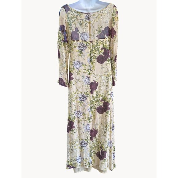 Vintage Diapositive Woodland Fairycore Romantic Floral Maxi Dress Y2K Ethereal - Picture 6 of 8
